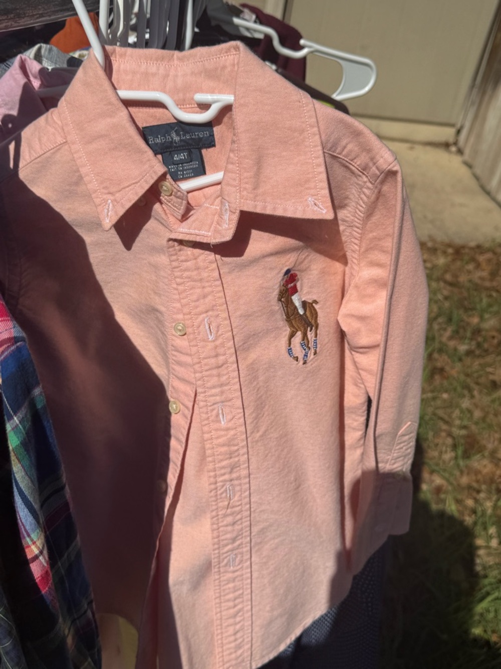 Ralph Lauren Peach Button-Down Oxford with Polo Pony Embroidery